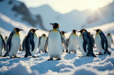Fototapeta premium Penguins in the snow . Wild birds