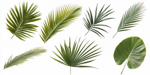 A collection of palm leaves isolated against a plain background for various uses.
