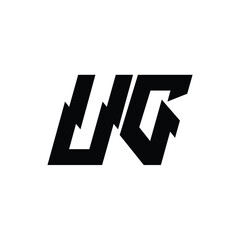 UG monogram logo design letter text name symbol monochrome logotype alphabet character simple logo