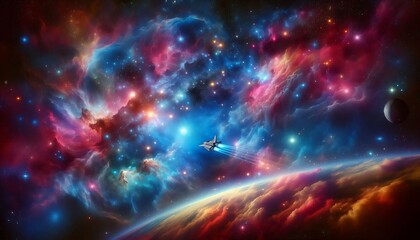 Galaxy space background,Heavenly Tapestry: Splendid Cosmic View of Galaxies and the Starry Abyss