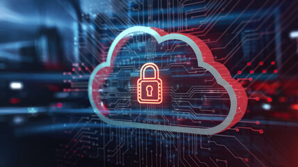 Secure Digital Cloud with Circuitry Over Futuristic City