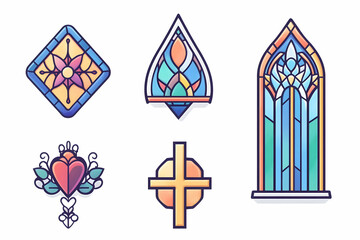 Fototapeta premium Colorful Stained Glass Window Illustrations