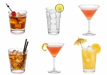 Set of alcoholic cocktails