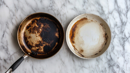  Comparison of Dirty vs Clean Frying Pan, Before and After Cleaning