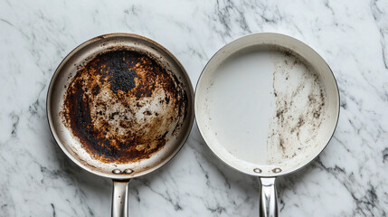  Comparison of Dirty vs Clean Frying Pan, Before and After Cleaning