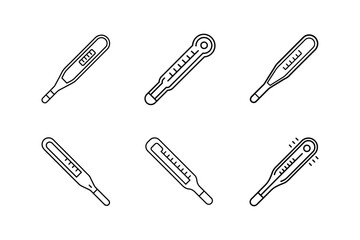 digital thermometer icon line art vector illustration