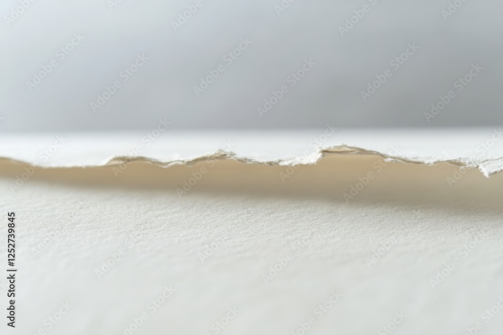 Poster white torn paper with textured surface creating a minimalist design in a well-lit environment