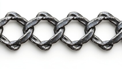 Obraz premium Rustic metal chain links on white background, design element