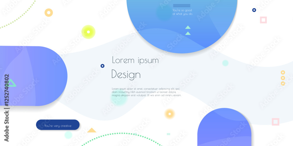 Poster minimal abstract geometric shape, line and gradient color on white background. modern simple vector 