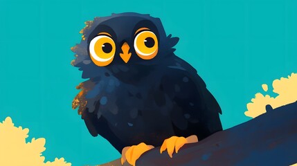 Majestic Wise Old Owl Perched Atop Gnarled Weathered Tree Branch in a Serene Tranquil Forest Landscape