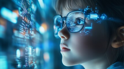 Future technology little girl