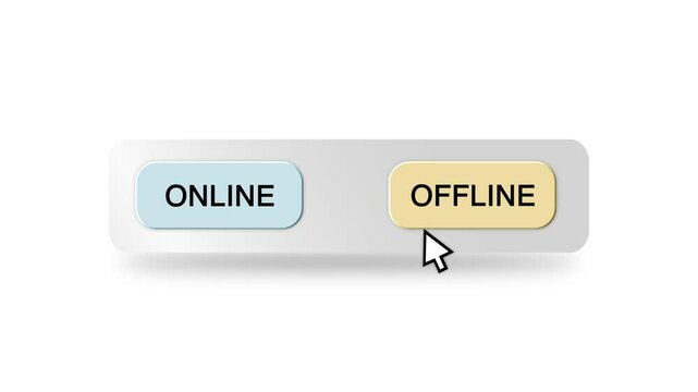 Cursor Choosing Online or Offline illustrating a connectivity and decision-making concept on a white background and green screen