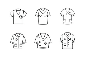 medical scrub line art vector illustration