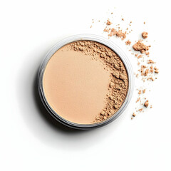 Loose powder makeup, studio shot, white background, beauty product
