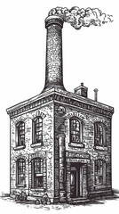 Obraz premium Vintage Factory Illustration