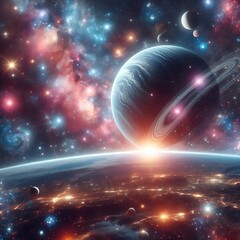 Cosmic Harmony: The Enchanting View of Earth and Planets in the Universe