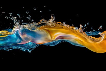 Colorful liquid splash displaying vibrant hues against a black background