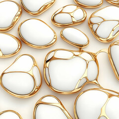 Abstract 3D Gold and White Render