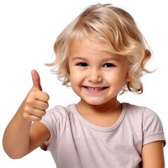 little girl showing thumbs up
