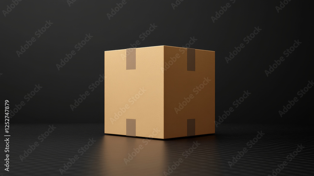 Poster top view open closed cardboard box isolated on transparent background. 3d vector illustration empty 