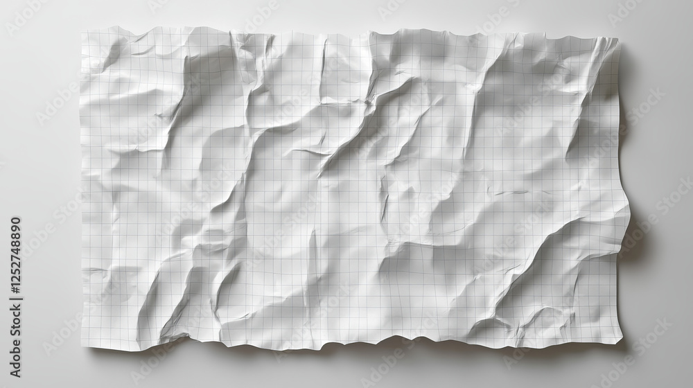 Aufkleber torn notebook paper with wrinkles. crumpled white sheet with checkered pattern. realistic 3d vector 