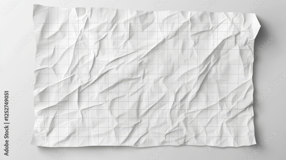 Aufkleber torn notebook paper with wrinkles. crumpled white sheet with checkered pattern. realistic 3d vector 