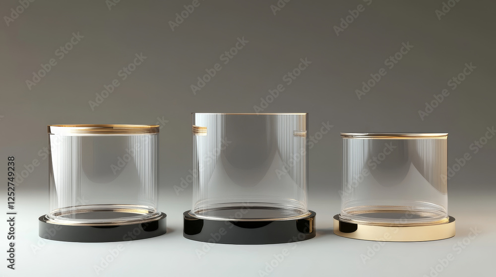 Aufkleber realistic set of 3d transparent platforms isolated on background. vector illustration of triangle, c