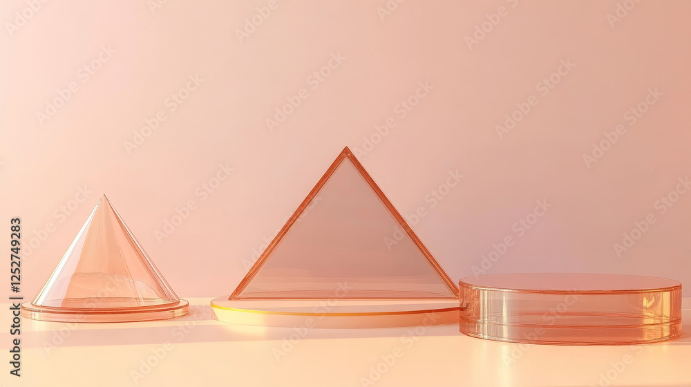 Aufkleber realistic set of 3d transparent platforms isolated on background. vector illustration of triangle, c