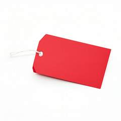 Bright Red Gift Tag on Clean White Background