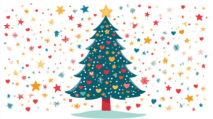 A bright and fun Christmas tree design suitable for children's books and projects.