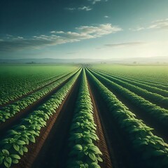 Lush Green Crops in Perfect Rows: A Farmer's Dream