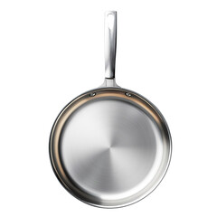 Stainless steel frying pan isolated on a transparent background