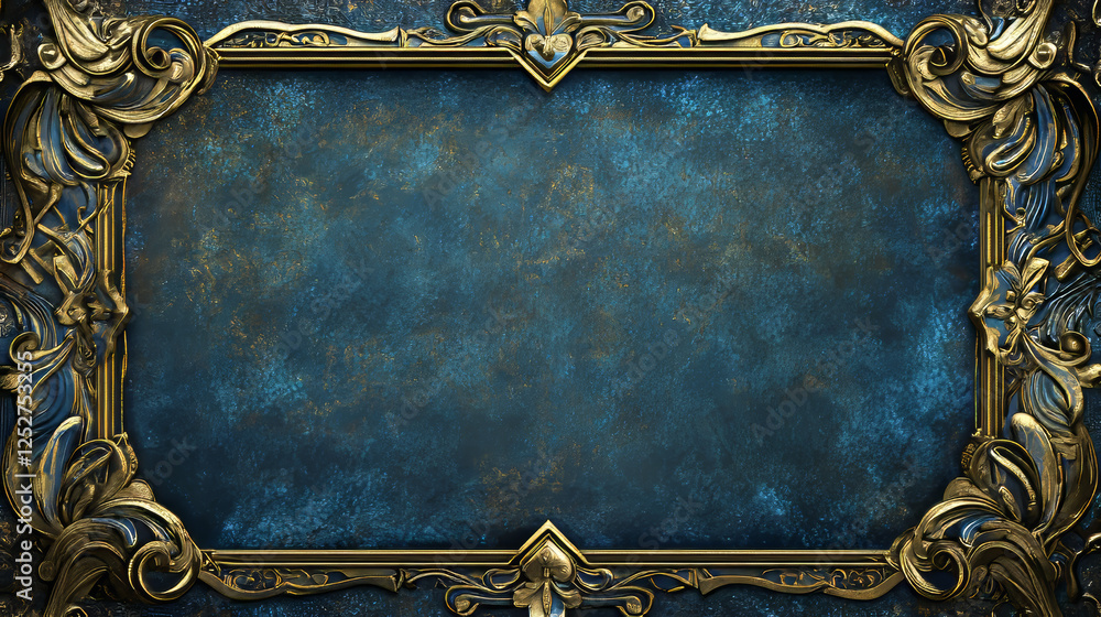 Poster deco frame for ui game. medieval fantasy button for luxury interface. magic islamic blue gradient re