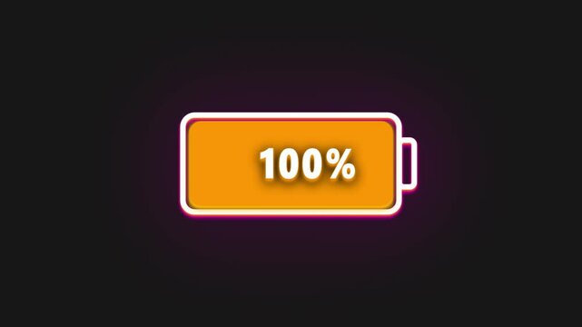 Glowing battery icon. Power and Electricity Emulator Battery Animation.