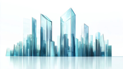 Future city, futuristic buildings with glass facade and unusual shapes isolated on white background. Modern style architecture towers and skyscrapers. Alien urban cityscape design, Cartoon vector set
