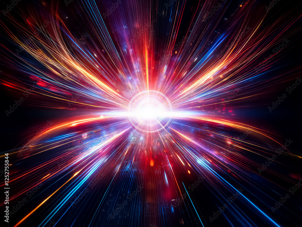 Aufkleber abstract image depicting vibrant light streaks converging on a central glowing ring, suggesting rapi