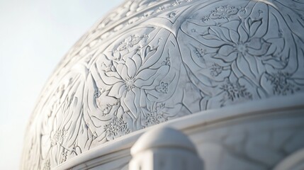 Ornate dome detail, sunny day, floral carvings, architectural design, website header
