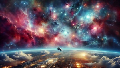 Galactic Majesty: Awe-Inspiring Panorama of Galaxies and Starry Night