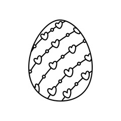 cute heart easter egg doodle outline