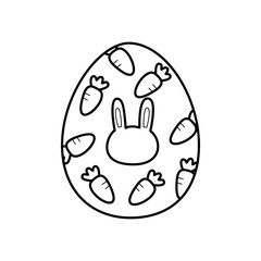 bunny carrot easter egg doodle outline