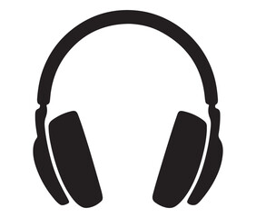 Obraz premium headphones isolated on white background, Black and White Headphone Silhouette Design