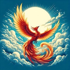 Stunning Digital Artwork of a Phoenix Bird Flying into the Sun
