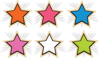 Star shapes Vector illustration set in a variety of vibrant colors. Perfect for decorations or educational projects.