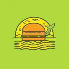 Fototapeta premium Floating Burger Sunset Scene