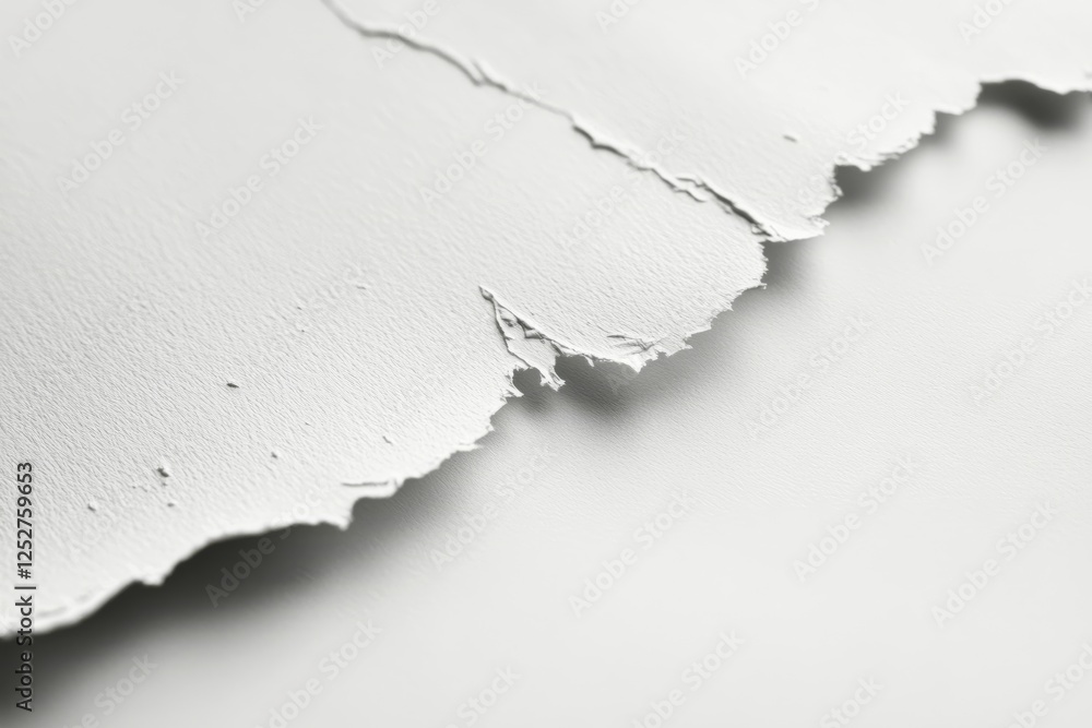 Poster white torn paper with textured surface creating a minimalist design in a well-lit environment
