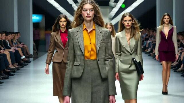 Self-assured models strolling the runway in stylish, fitted attire