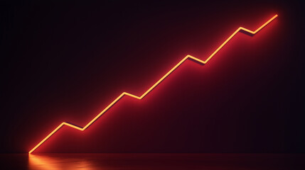 Abstract business intelligence concept with a glowing financial graph and rising trend line on a dark background, featuring gradient lighting and futuristic data visualization.
