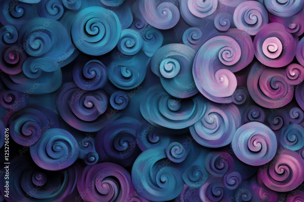 Poster swirling patterns of purple and blue tones create a mesmerizing abstract design in digital art