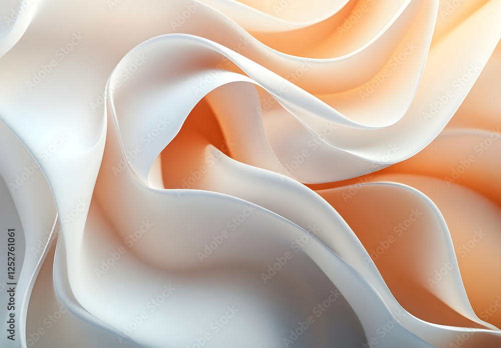 Poster sleek and flowing abstract background design with a gradient of soft orange to white