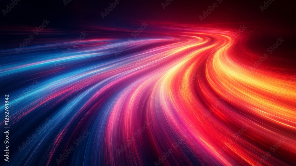 Poster colorful light trails in motion, vibrant abstract background. dynamic energy and motion concept